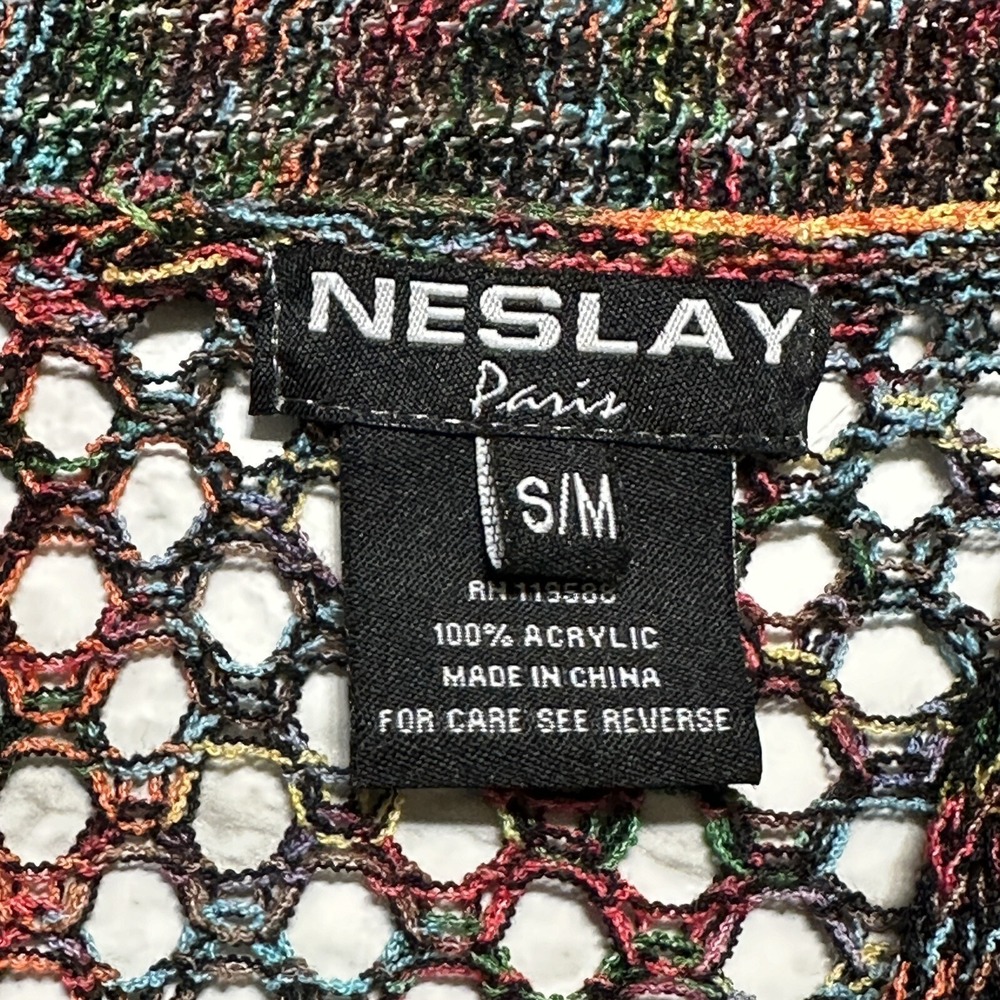 Neslay Paris Women's Knit Rainbow MultiColor Open Wear Cardigan Size S/M - Picture 3 of 10